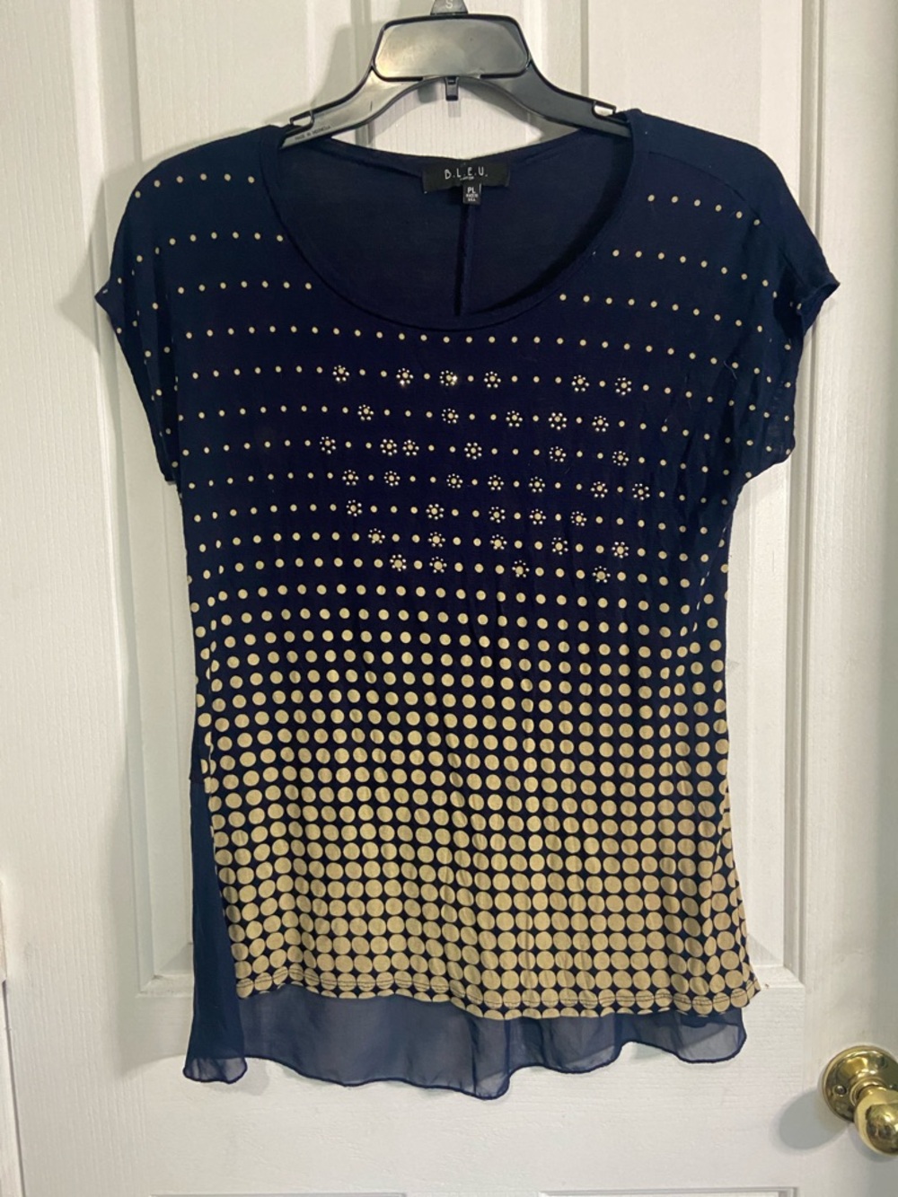 B.L.E.U. Navy and Cream Ombre Dot Short Sleeve Tee